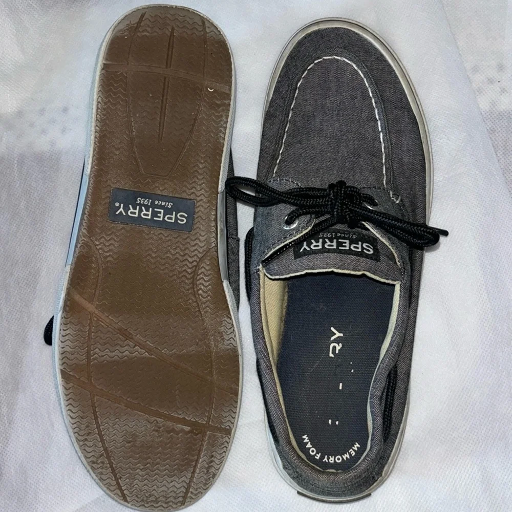 Sperry Slip On Loafer Water Boat Shoes Gray Mens Size 7.5 Good Condition